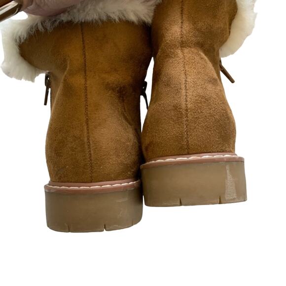 American Eagle Brown Shearling Zip Up Short Booties - Picture 6 of 11